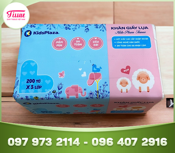 Khăn rút lụa KidsPlaza 200 tờ 3 lớp